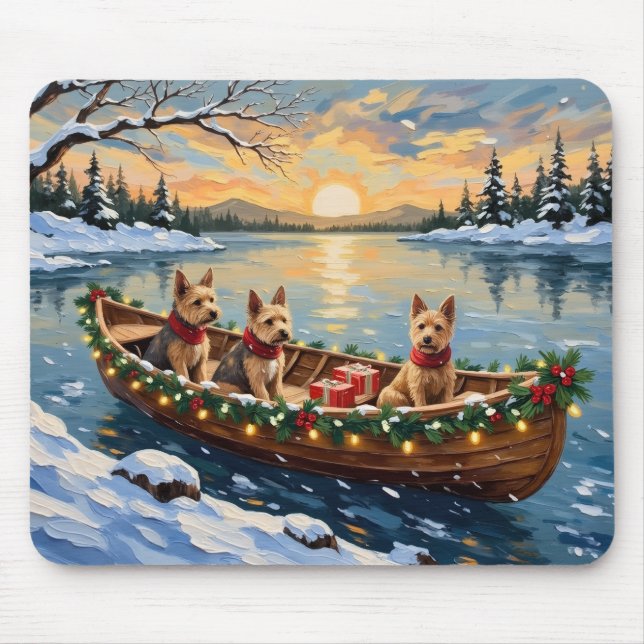 Mousepad Wire Fox Terrier Christmas Boat Holiday (Frente)
