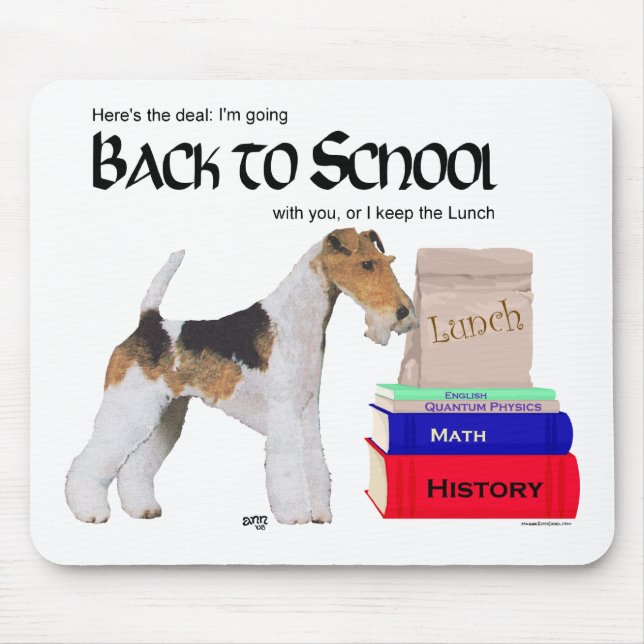 Mousepad Wire Fox Terrier de Volta à Escola (Frente)