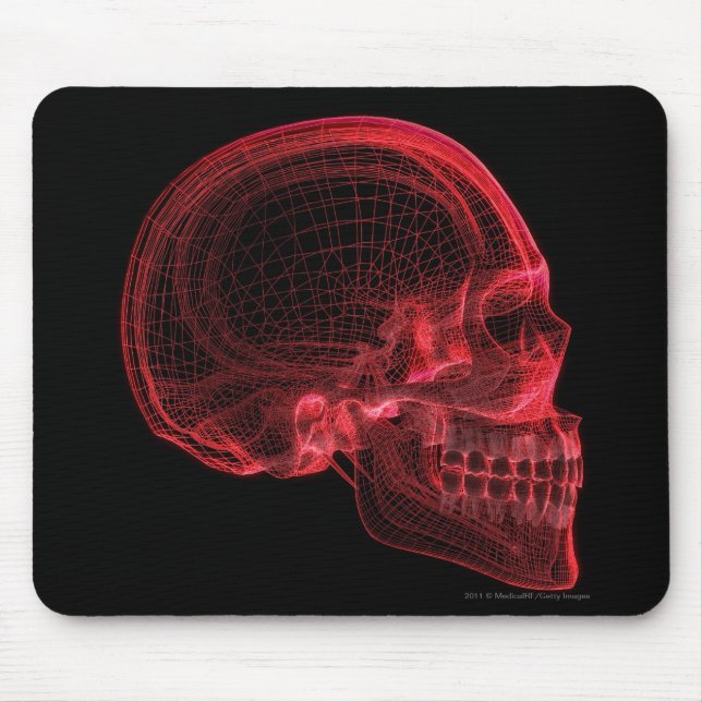 Mousepad Wireframe vermelho de um crânio (Frente)