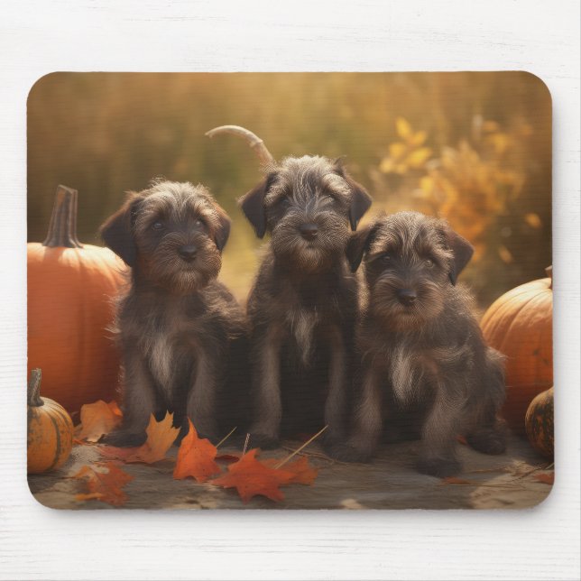 Mousepad Wirehaired Pointing Griffon Puppy Autumn (Frente)
