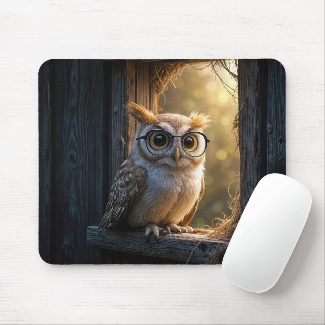 Mousepad Wise Old Owl Na Janela Barn (Com mouse)