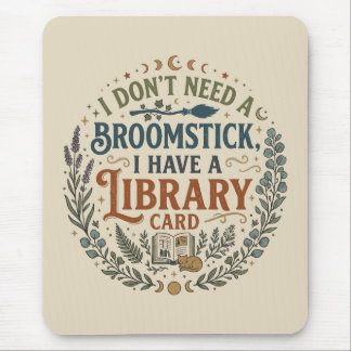 Mousepad Witchy Librarian Library Card Book Lover Custom