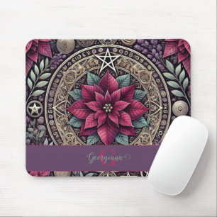 Mousepad Witchy Poinsettia Pentagram Mandala