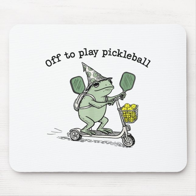 Mousepad Wizard Frog Hold Racket Scooter Ride Off To Play P (Frente)