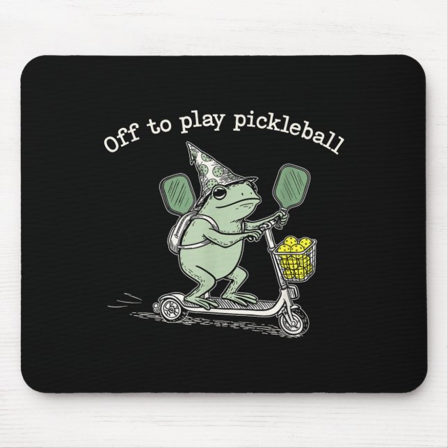 Mousepad Wizard Frog Hold Racket Scooter Ride Off To Play P (Frente)