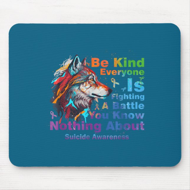 Mousepad Wolf Be Kind Suicide Awareness Mental Health Suprt (Frente)