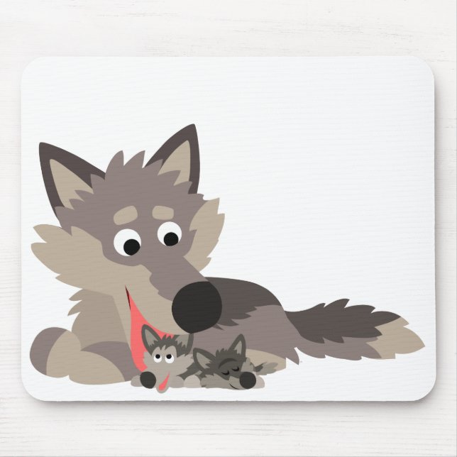 Mousepad Wolf e Pups Mousepad, Pai de Cartoon (Frente)