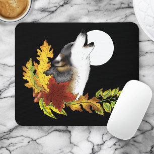 Mousepad Wolf Howling Moon