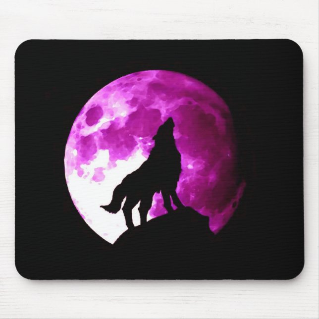 Mousepad Wolf Howling na Lua (Frente)