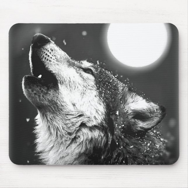 Mousepad Wolf Howling na Lua (Frente)