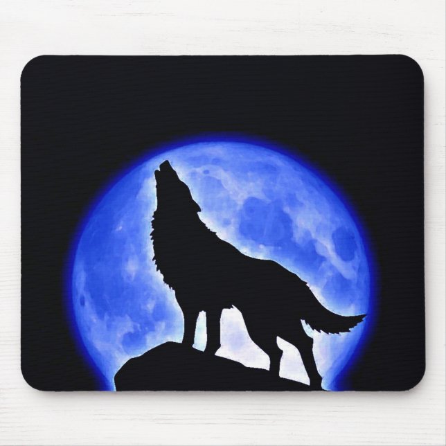 Mousepad Wolf Howling na Lua (Frente)