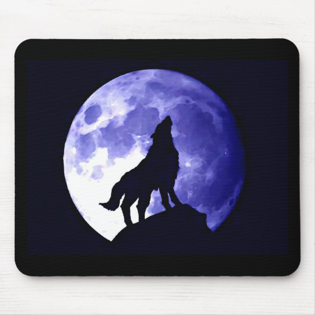 Mousepad Wolf Howling na Lua (Frente)