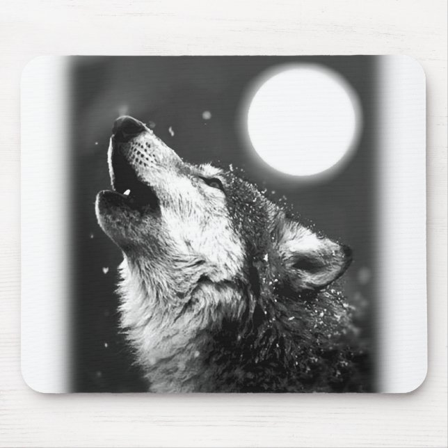 Mousepad Wolf Howling na Lua (Frente)