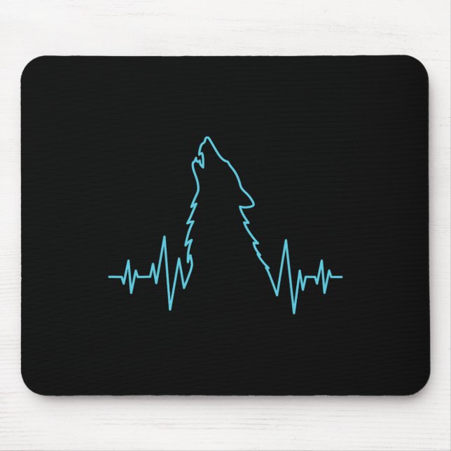 Mousepad Wolf Howling Pulse Heartbeat Wolves Costume Animal (Frente)