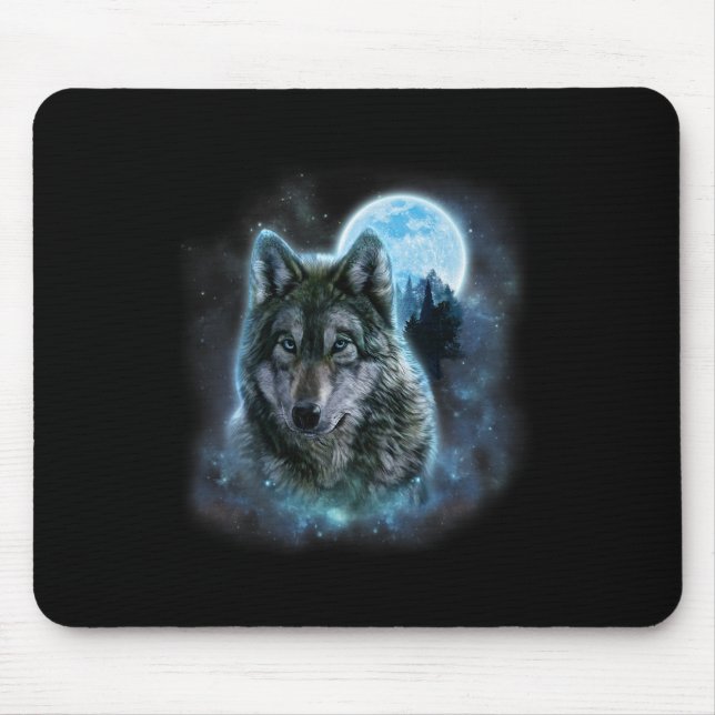 Mousepad Wolf Icy Moon Galaxy Caçando Cinzas Terrestres Wol (Frente)