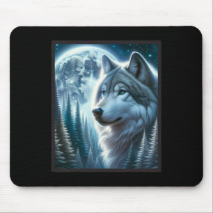Mousepad Wolf Icy Moon Galaxy Caçando Cinzas Terrestres Wol