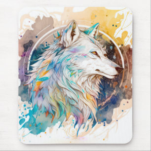 Mousepad Wolf Portrait Animal Painting Willife Outdoor