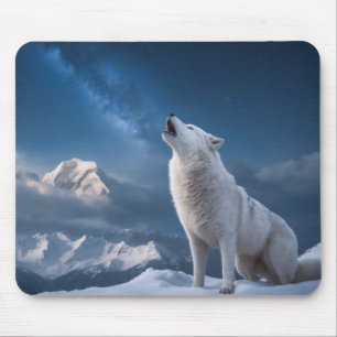 Mousepad Wolf Wild Majesti Animal Numa Noite De Galáxia Est
