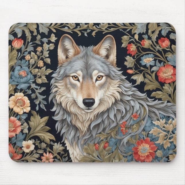 Mousepad Wolf William Morris, Cinza Noble, Inspirado (Frente)