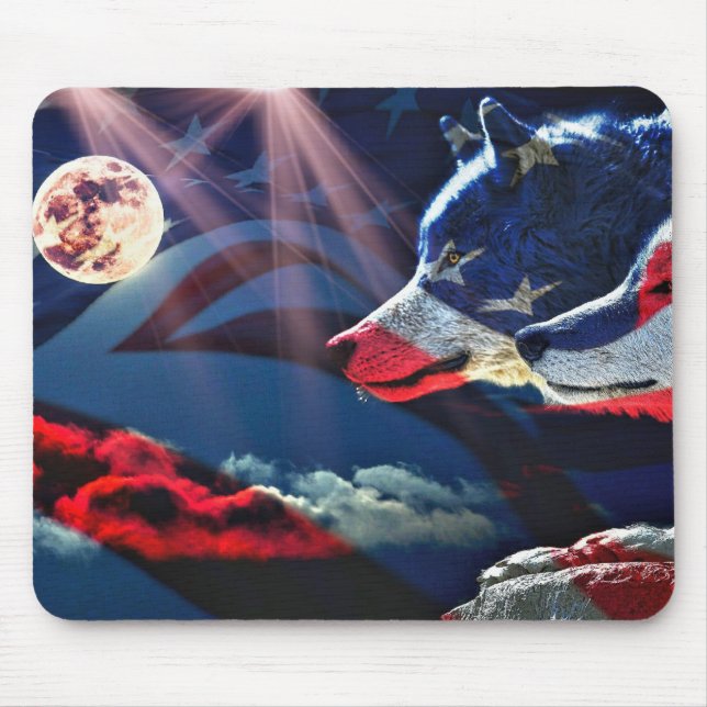 Mousepad Wolf Wolves Full Moon (Frente)