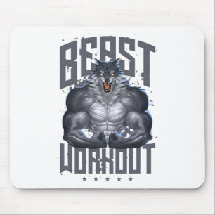 Mousepad Wolf Workout Beast Gym Malhação Bodybuilding Music