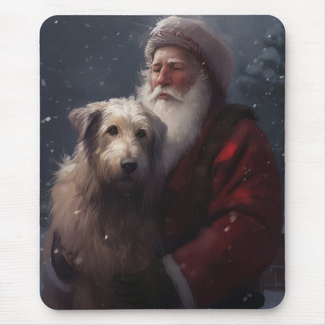 Mousepad Wolfhound com Papai Noel Natal Festivo (Frente)