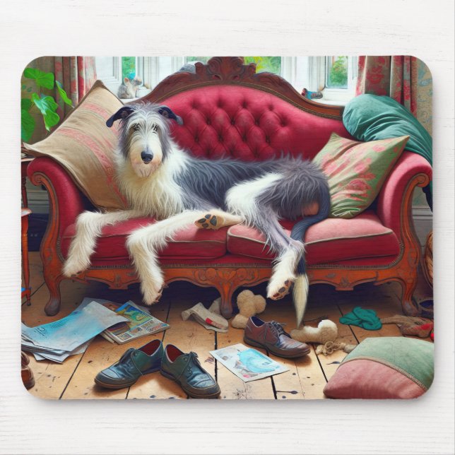 Mousepad Wolfhound Em Um Sofá (Frente)