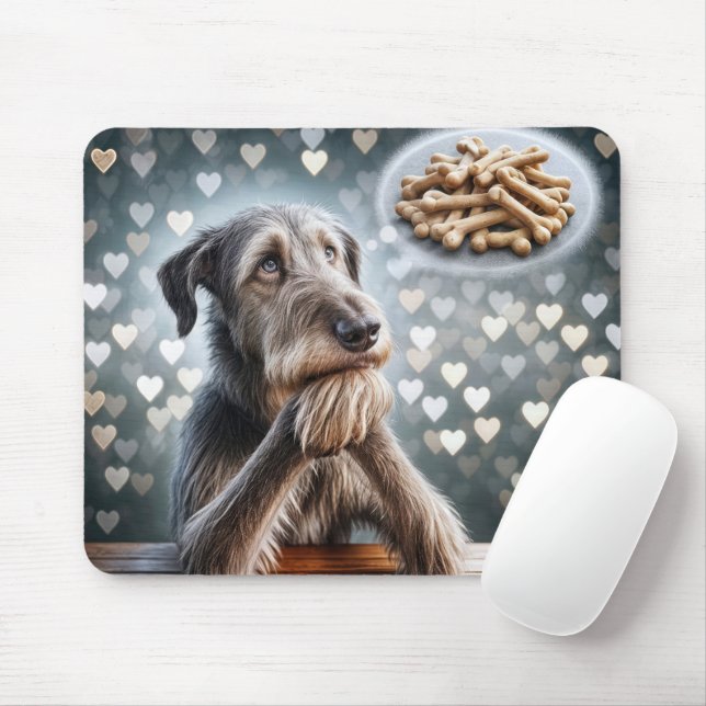 Mousepad Wolfhound Irlandês Sonhando Com Ossos (Com mouse)