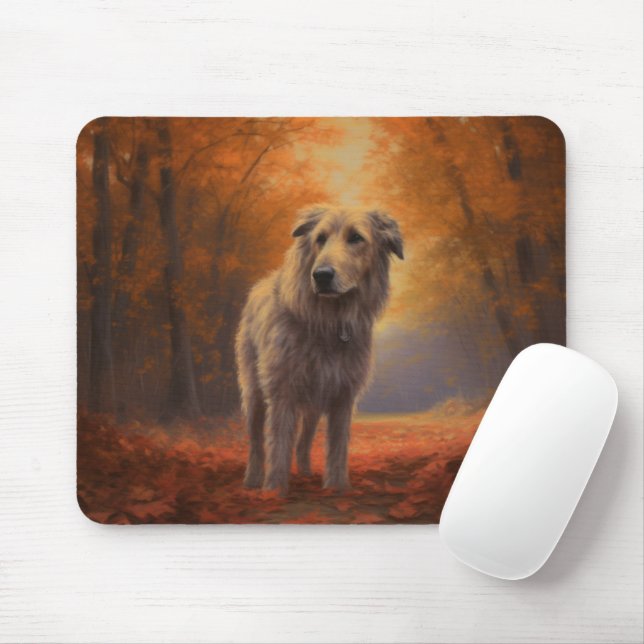 Mousepad Wolfhound no outono Folhas caem inspiração (Com mouse)