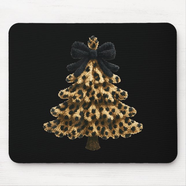 Mousepad Women Coquette Bow Leopard Christmas Tree Xmas Hol (Frente)