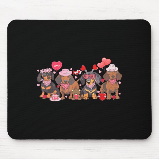 Mousepad Women Dachshund Valentine’s Day Sausage Dog Bandan (Frente)