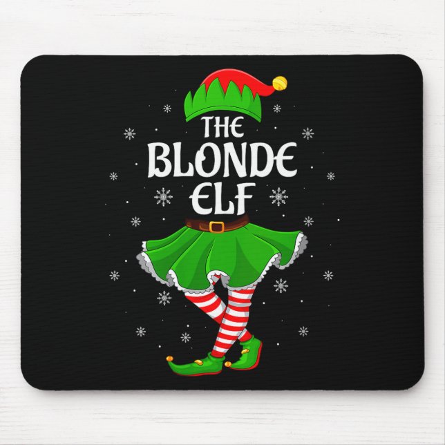 Mousepad Womens Blonde Elf Christmas Family Girls Women Elf (Frente)