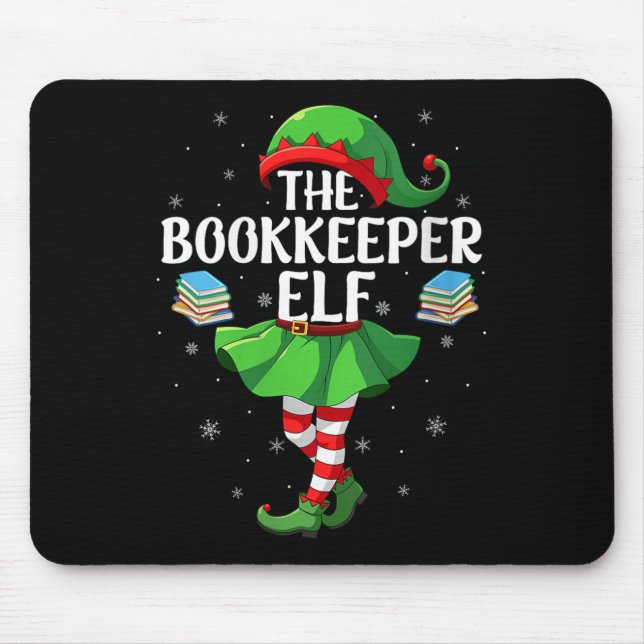 Mousepad Womens Bookkeeper Elf Christmas Girls Women Elf Sq (Frente)