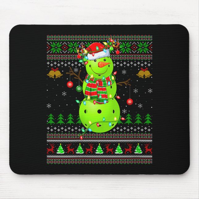 Mousepad Womens Ckleball Snowman Ugly Christmas Sweater Srt (Frente)