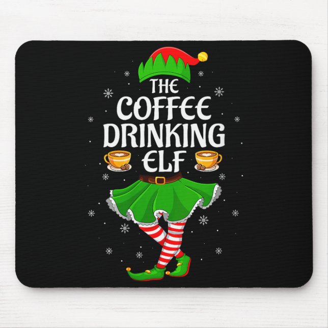 Mousepad Womens Coffee Drinking Elf Christmas Girls Women E (Frente)
