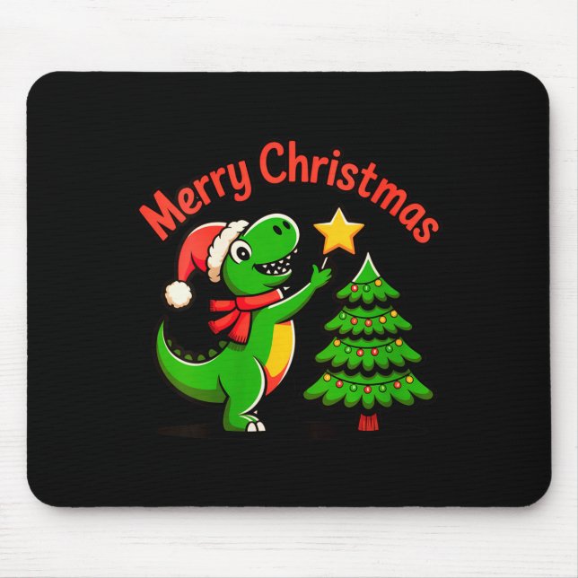 Mousepad Womens Dinosaur Christmas Merry Christmas T-rex De (Frente)