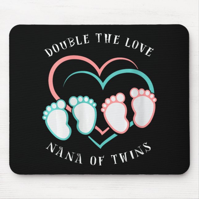 Mousepad Womens Double The Love New Nana Grandma Of Twins R (Frente)