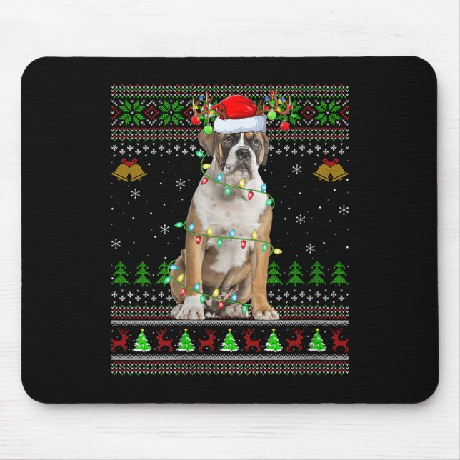 Mousepad Womens English Bulldog Ugly Christmas Sweaters Hol (Frente)