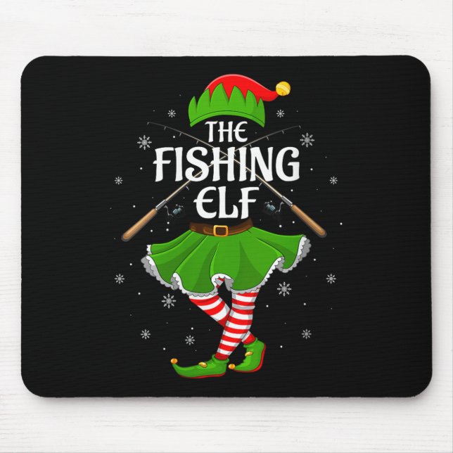 Mousepad Womens Fishing Elf Christmas Family Girls Women El (Frente)