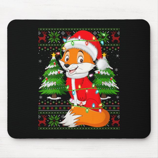 Mousepad Womens Fox Christmas Lights Santa Costume Ugly Xma (Frente)