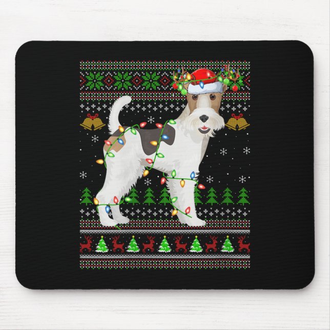 Mousepad Womens Fox Terrier Dog Ugly Christmas Sweaters Hol (Frente)
