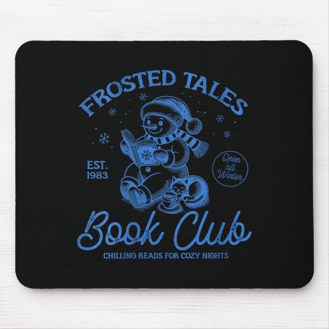 Mousepad Womens Funny Christmas Snowman Frosted Tales Book  (Frente)
