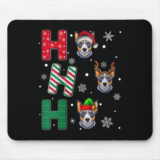 Mousepad Womens Ho Ho Ho Blue Heeler Dog Matching Christmas (Frente)