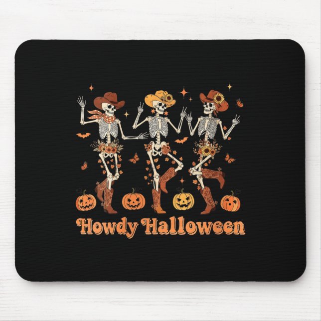 Mousepad Womens Howdy Halloween Cowboy Cowgirl Skeleton Dan (Frente)