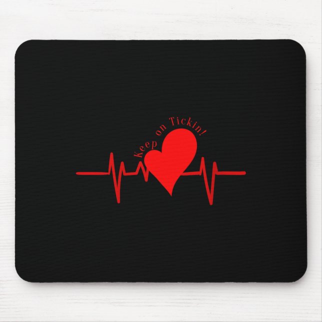 Mousepad Womens Keep On Tickin! Ekg Heartbeat Cow Valve Hea (Frente)