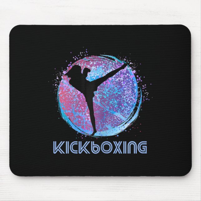 Mousepad Womens Kickboxing Kickboxer Birthday Silhouette Bl (Frente)