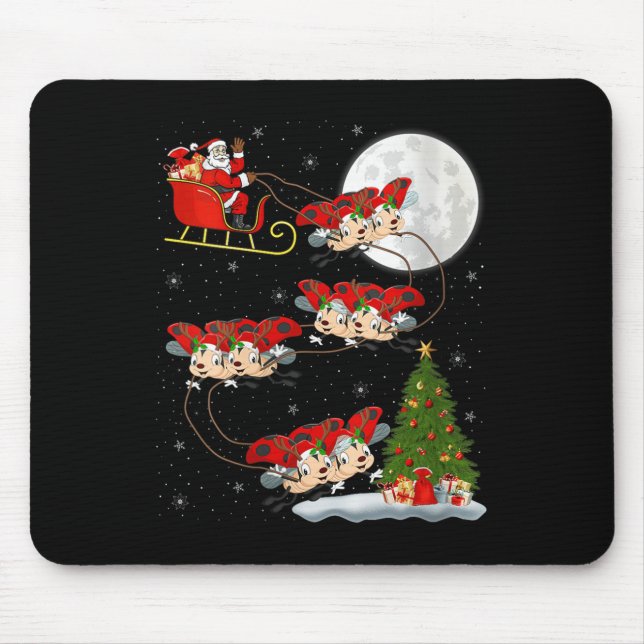 Mousepad Womens Ladybug Ladybird Santa Sleigh Flying Funny  (Frente)
