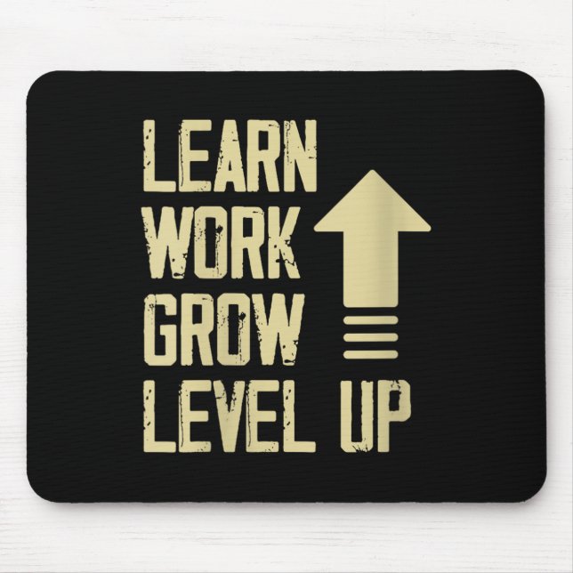 Mousepad Womens Learn Work Grow Level Up Growth Success Vin (Frente)