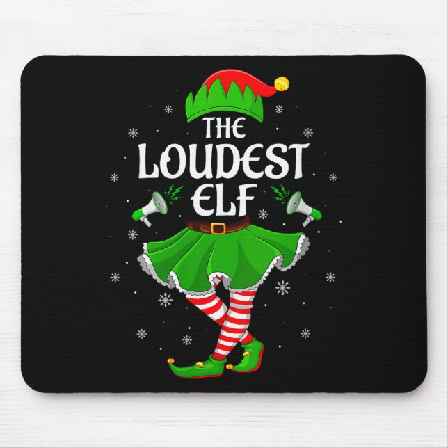 Mousepad Womens Loudest Elf Christmas Family Girls Women El (Frente)