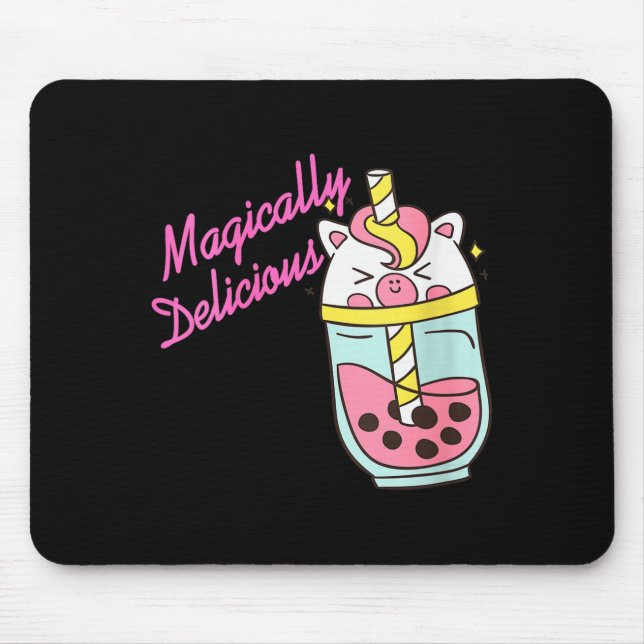 Mousepad Womens Magically Delicious Unicorn Boba Kawaii Bub (Frente)